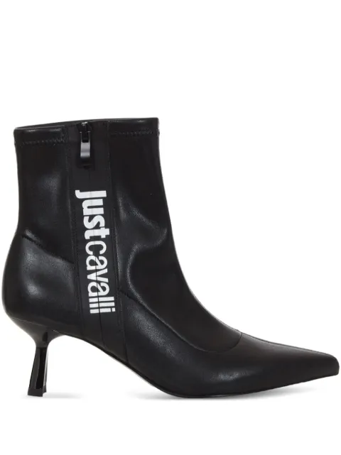 Just Cavalli logo-detail pointed-toe ankle boots Black 79RA3S42ZSD55