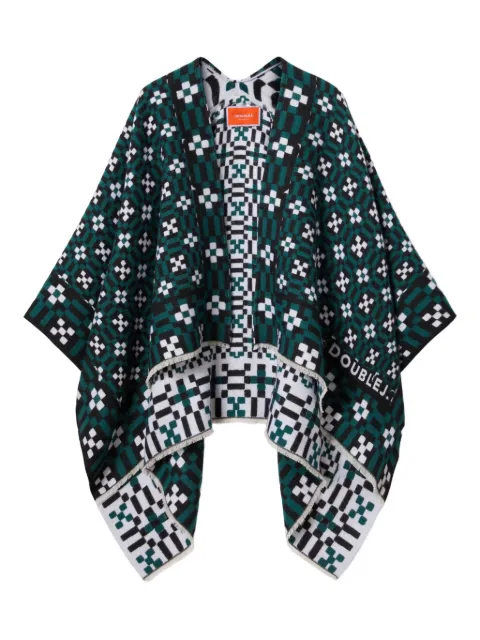La DoubleJ geometric-pattern cape Green SCA0059WOL025BYT02GR02