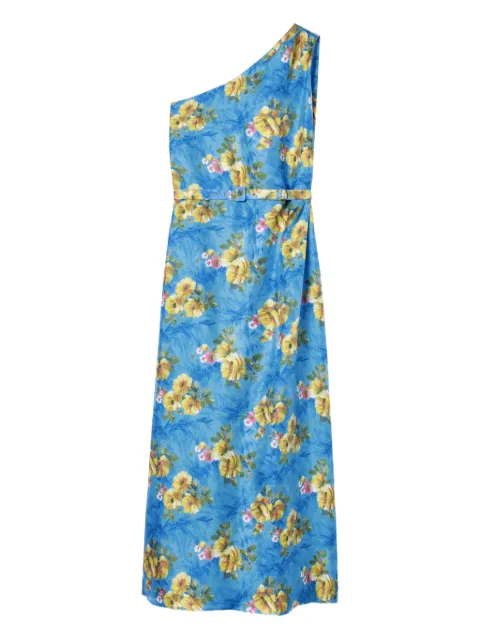 La DoubleJ Roy one-shoulder floral-print midi dress Blue DRE0460SIL001RIP01BU01