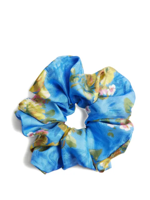 La DoubleJ Giga floral silk scrunchie Blue SCR0003SIL001RIP01BU01