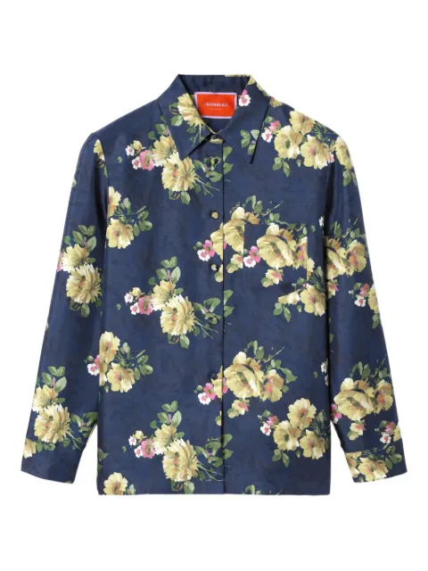 La DoubleJ floral button-fastening shirt Blue SHI0001SIL001RIP01BU04