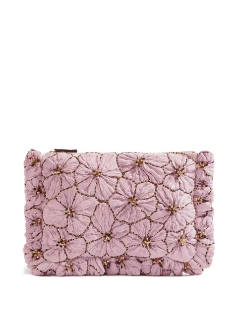 La DoubleJ floral-embroidery clutch bag Pink BAG0081EMB123CAM01PU02