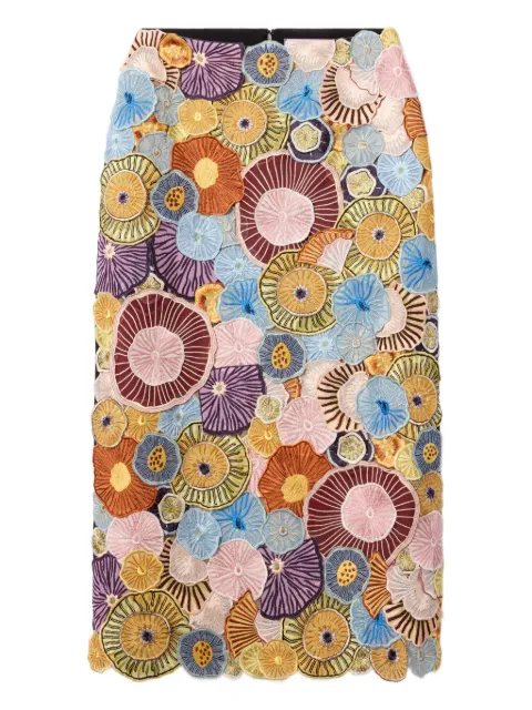 La DoubleJ embroidered midi pencil skirt Blue SKI0159EMB115FNG03YE02
