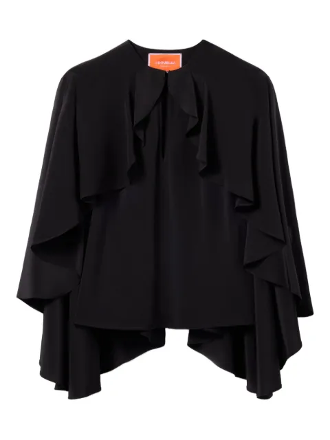 La DoubleJ ruffled silk blouse Black TOP0162CRE001SOLIDBL01