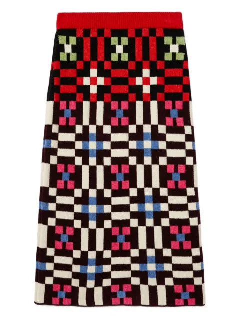 La DoubleJ Byte geometric-pattern knit skirt Red SKI0177KNI173VA387RE07