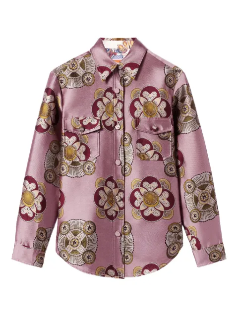 La DoubleJ floral-print jacquard shirt jacket Pink JAC0112JCQ114NUC03PI10