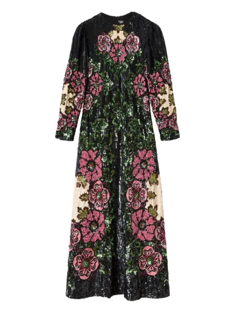 La DoubleJ sequin-embroidery floral-pattern maxi dress Black DRE0834PAI008BOU02RE01