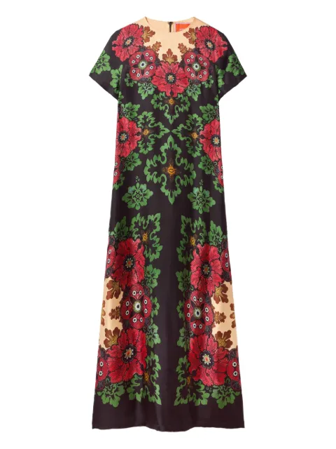 La DoubleJ floral-print midi day dress Red DRE0128SIL006BOU01RE01