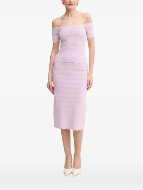 Hervé Léger wave-textured off-shoulder top Purple SCJ1513588