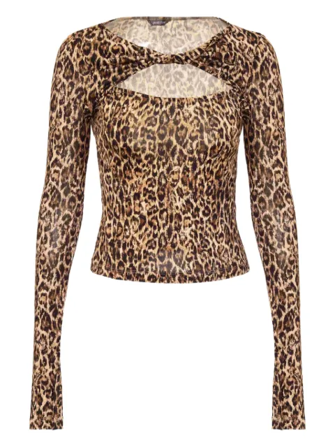 Just Cavalli leopard-print twist-detail top Brown 79PAH618JS496