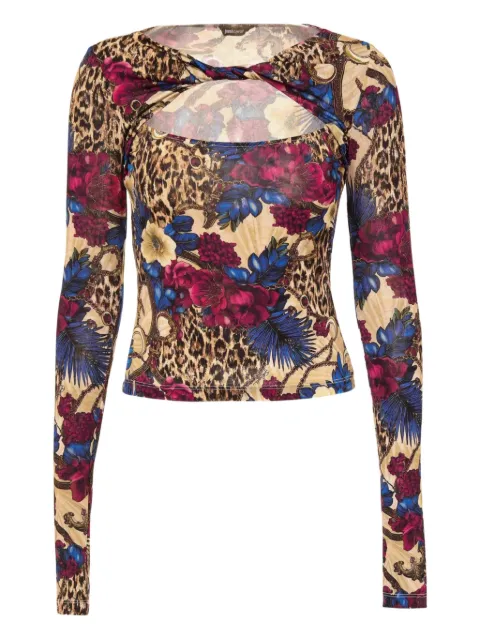 Just Cavalli mix-print keyhole top Multicolour 79PAH618JS531