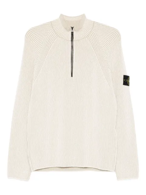 Stone Island ribbed zip-neck sweater Neutrals K2S155100024S00L7