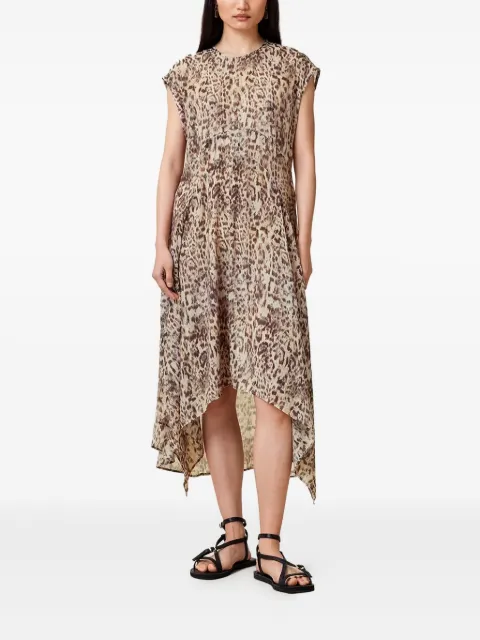 AllSaints leopard print asymmetric dress Brown ARWENW104DC