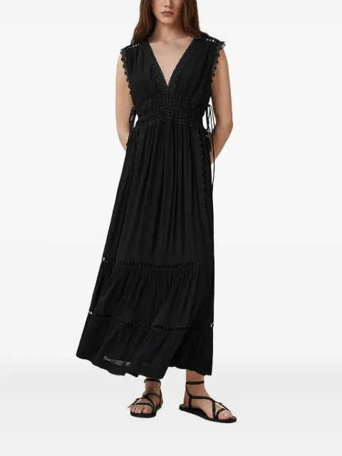 AllSaints Xanthe lace-trimmed maxi dress Black XANTHEW302DC