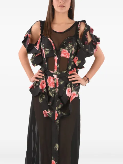 Maison Margiela floral-print ruffled dress Black S29CT0712S4888