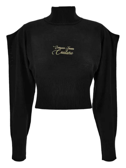 Versace Jeans Couture high-neck puff-sleeve sweater Black 79HAFMH8CMH62