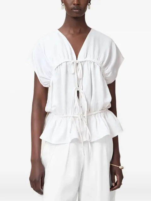 AllSaints Remy tie-front ruffled top White REMYW105PC