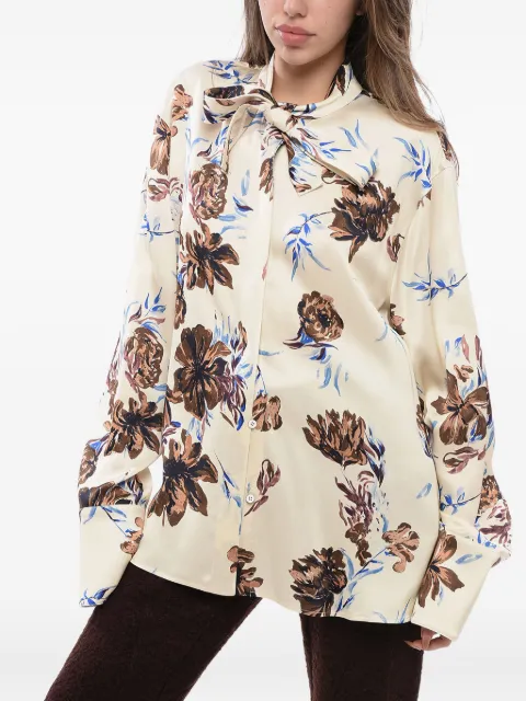 Jil Sander floral self-tie shirt Neutrals J01DL0117J65153