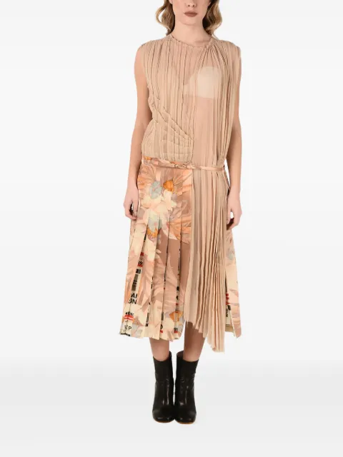 Maison Margiela pleated floral-print midi dress Neutrals S29CT0777S4885