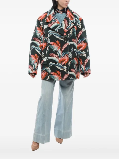 Maison Margiela floral-print double-breasted jacket Green S67AM0057S7824