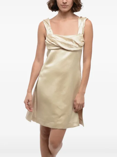 Jil Sander draped-neckline side-split mini dress Neutrals J03CT0104JTN185