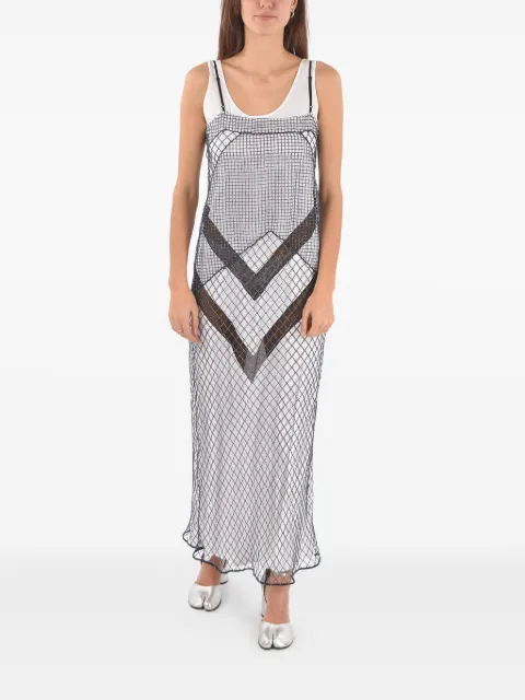 Maison Margiela mesh chevron-pattern slip maxi dress White S51CU0065STN85