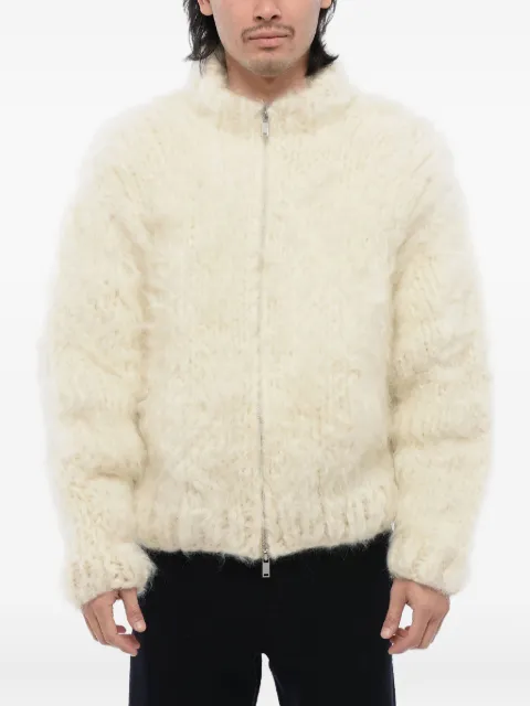 Jil Sander fuzzy zip-up wool cardigan Neutrals J21HP0003J14675