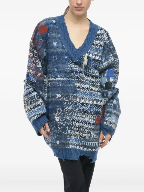 Maison Margiela V-neck embroidered sweater Blue S31GP0095S1790