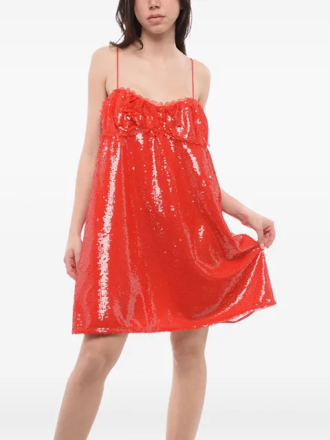 GANNI sequin-embellished ruffled dress Red F85414036494