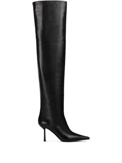 Le Silla 80mm Bella leather pointed-toe knee-high boots Black 4193E080BXPPGLM