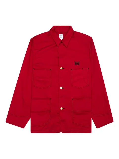 Needles x Smith's butterfly-embroidered shirt jacket Red KP285C
