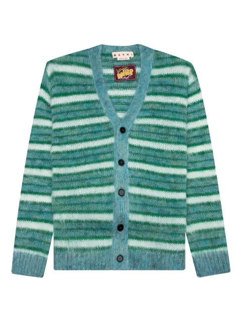 Marni V-neck striped cardigan Green CDMG0051Q0UFU107RGB38