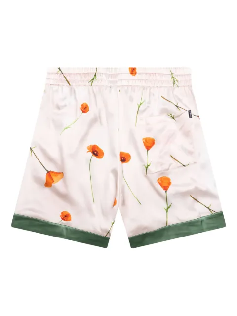 Nahmias poppy-print side-stripe silk shorts Pink AW23W17ST1276