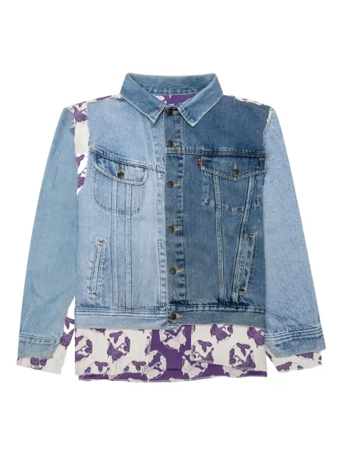 Needles butterfly-print denim jacket Blue MR340OFW