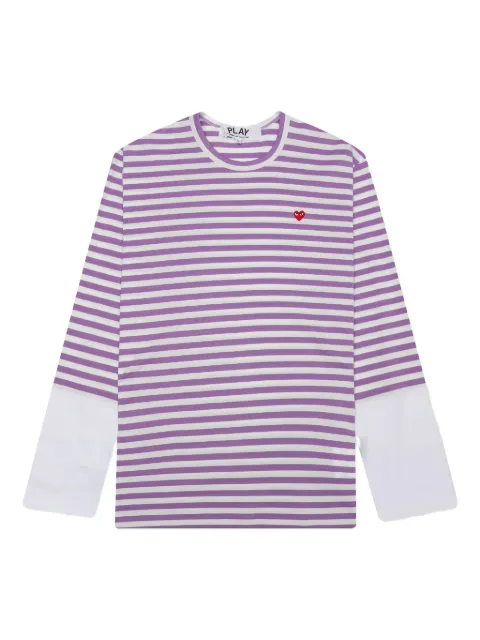 Comme Des Garçons Play striped heart-logo t-shirt Purple AZT320051