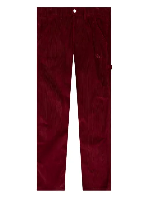 Needles x Smith's butterfly-embroidered corduroy trousers Red LQ326B