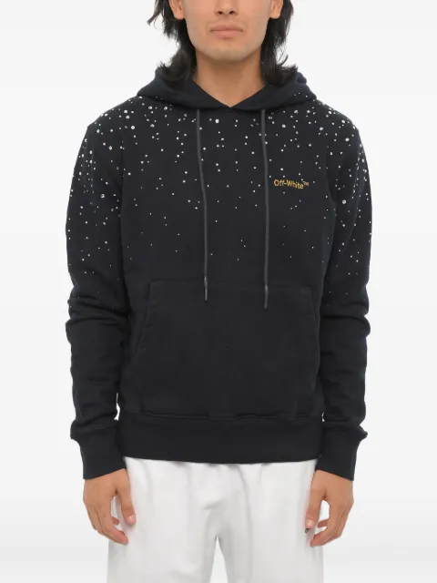 Off-White embroidered rhinestone-embellished hoodie Black OMBB034T22FLE002