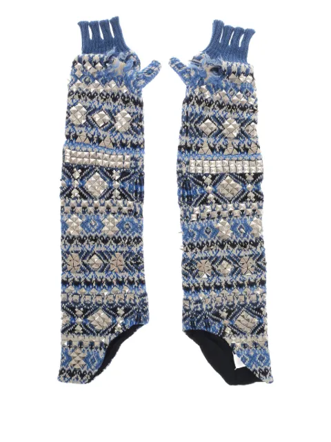 Maison Margiela fingerless studded gloves Blue S31TS0099S1790