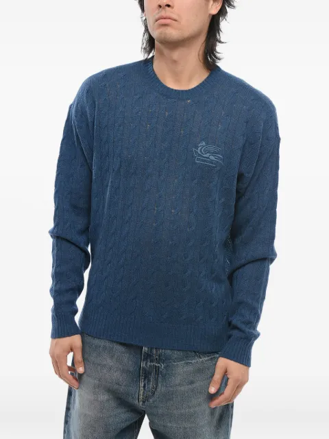 ETRO cable-knit embroidered sweater Blue U1N9659606