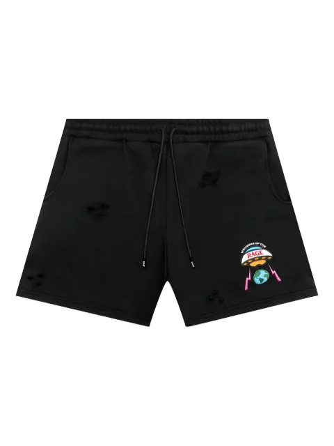 MEMBERS OF THE RAGE embroidered distressed shorts Black MTSS24PA09775142BLK