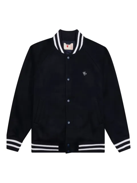Emotionally Unavailable melting-heart varsity jacket Black SS22EDEUJK02