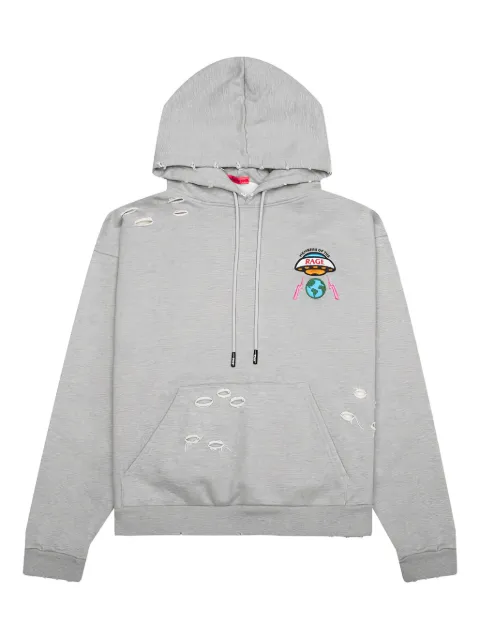 MEMBERS OF THE RAGE embroidered distressed hoodie Grey MTSS24SW05775142GRY