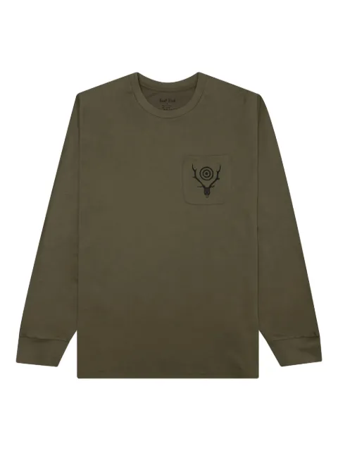 SOUTH2 WEST8 long-sleeve pocket T-shirt Green LQ796D