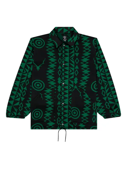SOUTH2 WEST8 geometric-pattern coach jacket Black LQ767B