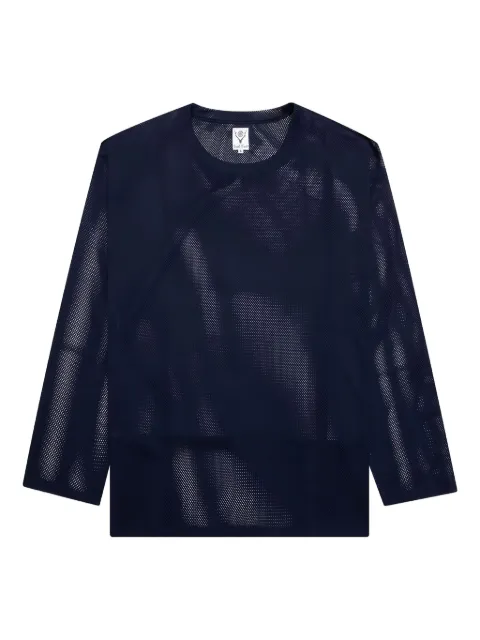 SOUTH2 WEST8 mesh knit crew-neck T-shirt Blue MR830NVY