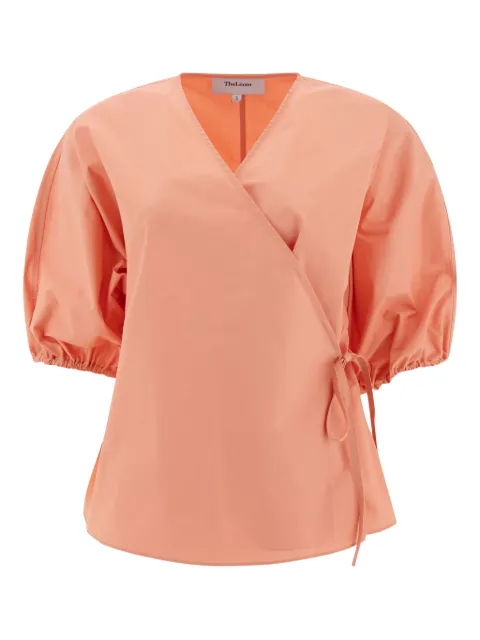 THE LOOM puff-sleeve wrap-design blouse Orange TL17UOWH01CORAL