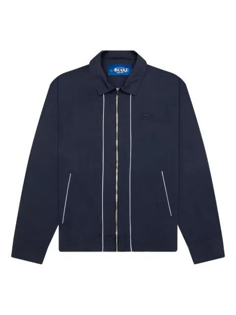 Awake NY logo-embroidered zip-front jacket Blue AWKSP24OT002BLK