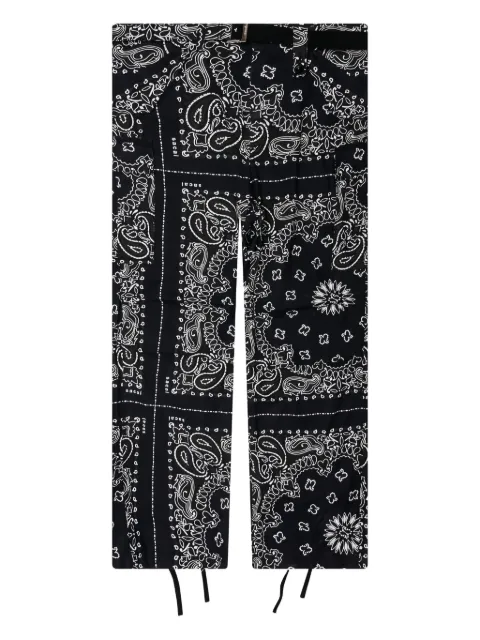 sacai bandana-print belted trousers Blue 2303155M
