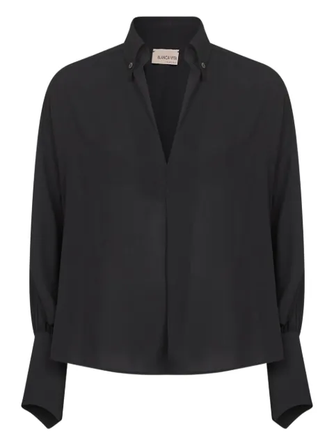 Blanca Vita V-neck buttoned-cuffs blouse Black CIZA9582ONICE