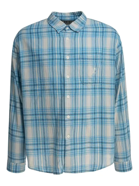 This Is Never That checked embroidered shirt Blue GD251WSHTL01